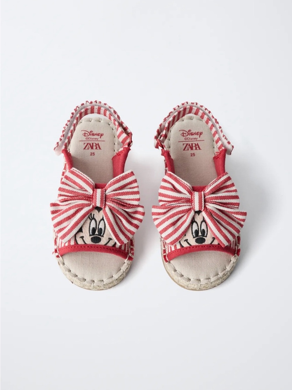 Zara Kids Minnie Mouse Disney Sandals Striped Bow Sandals